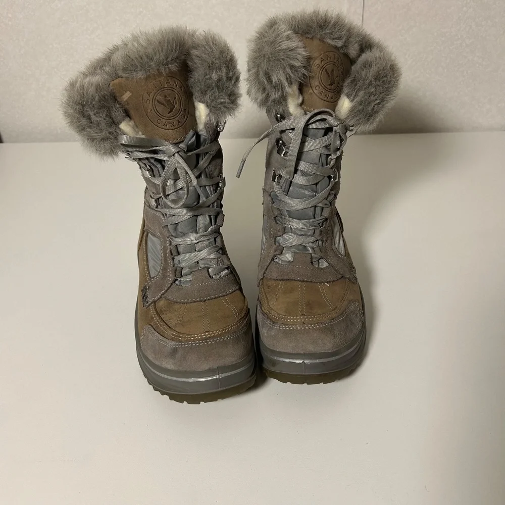 santana canada marta faux fur sherpa lined water resist‎ insulated winter boot 8